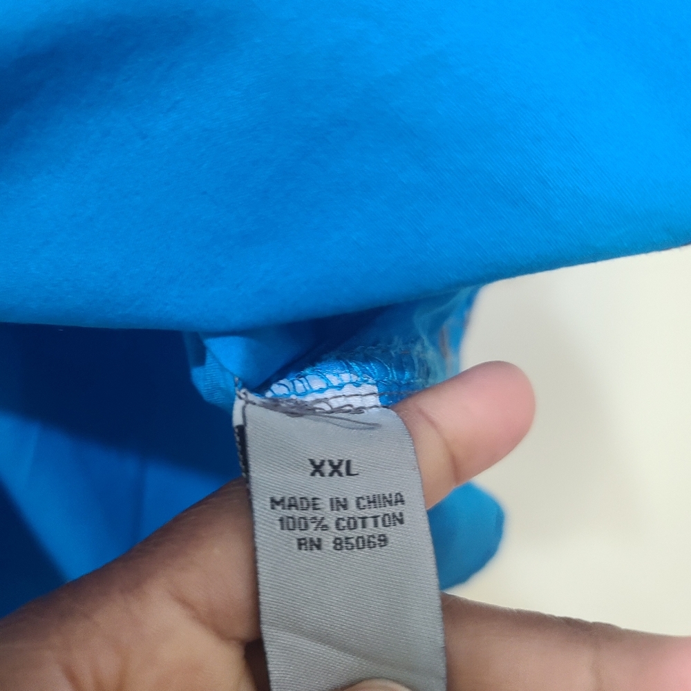 NWT 100% Cotton Aqua and Gray Men's Casual Button-Down Shirt, Size XXL - Picture 10 of 15